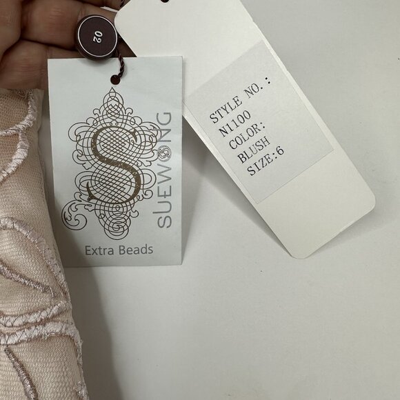 Sue Wong Nocturne Women's NWT Pink Beaded Embroidered‎ Floral Formal Dress 6/C36 - Picture 8 of 17